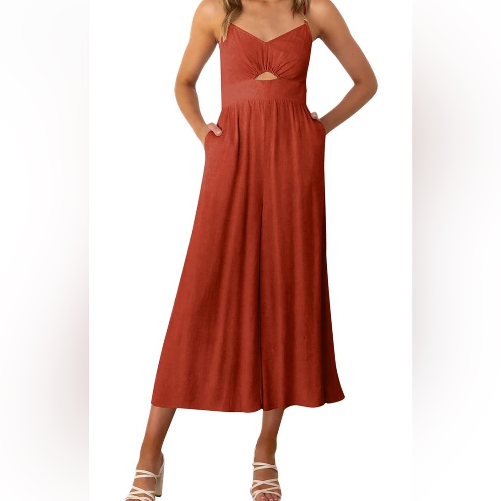 Amazon Boho Jumpsuit, Wide Leg, Ajustable Straps, Linen Blend, Never Worn, XL